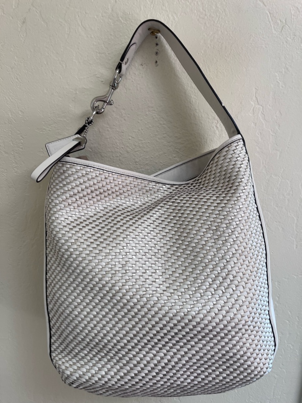 Coach Park Avery White Woven Hobo Shoulder Bag - Picture 1 of 12